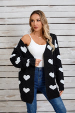 Black and White Heart Open Cardigan