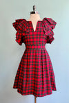 Red Plaid Ruffle Sleeve Wilma Mini Dress