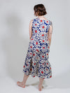 Navy Daisy Floral Thais Tiered Midi Dress by Mata Traders