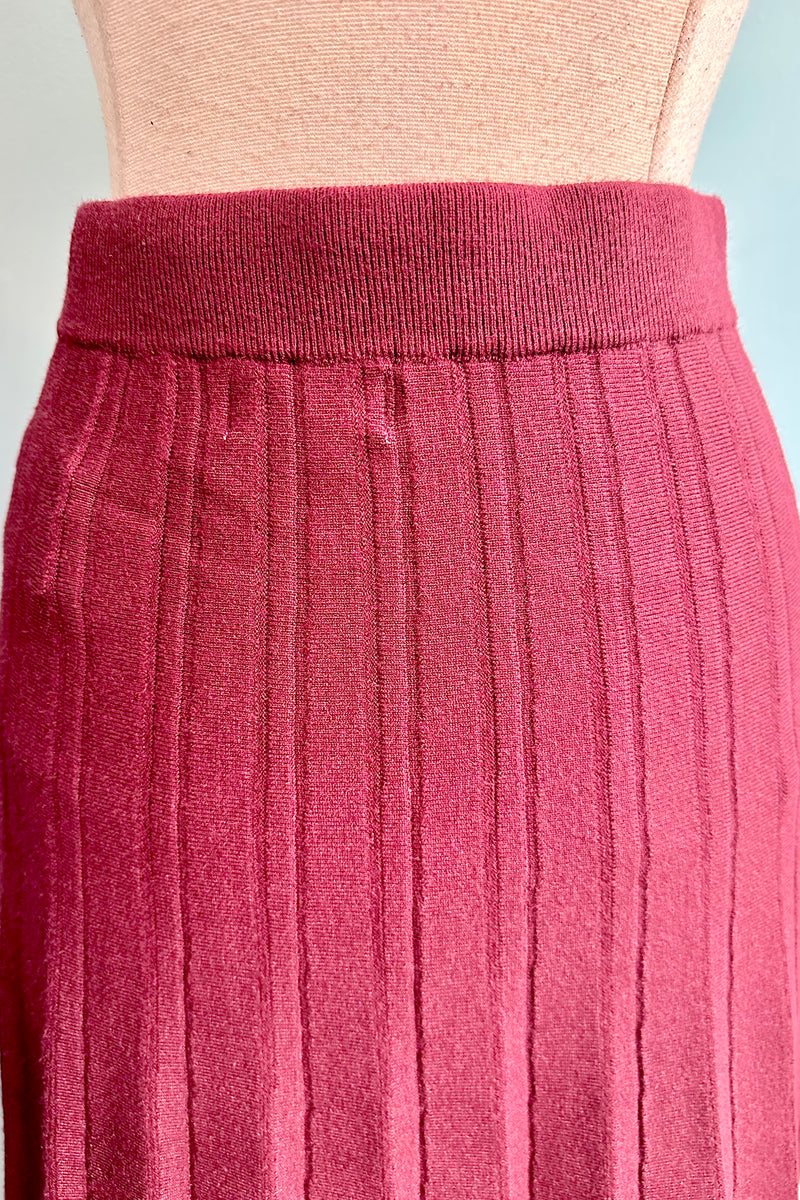 Burgundy Pleated Sweater Skirt by Molly Bracken