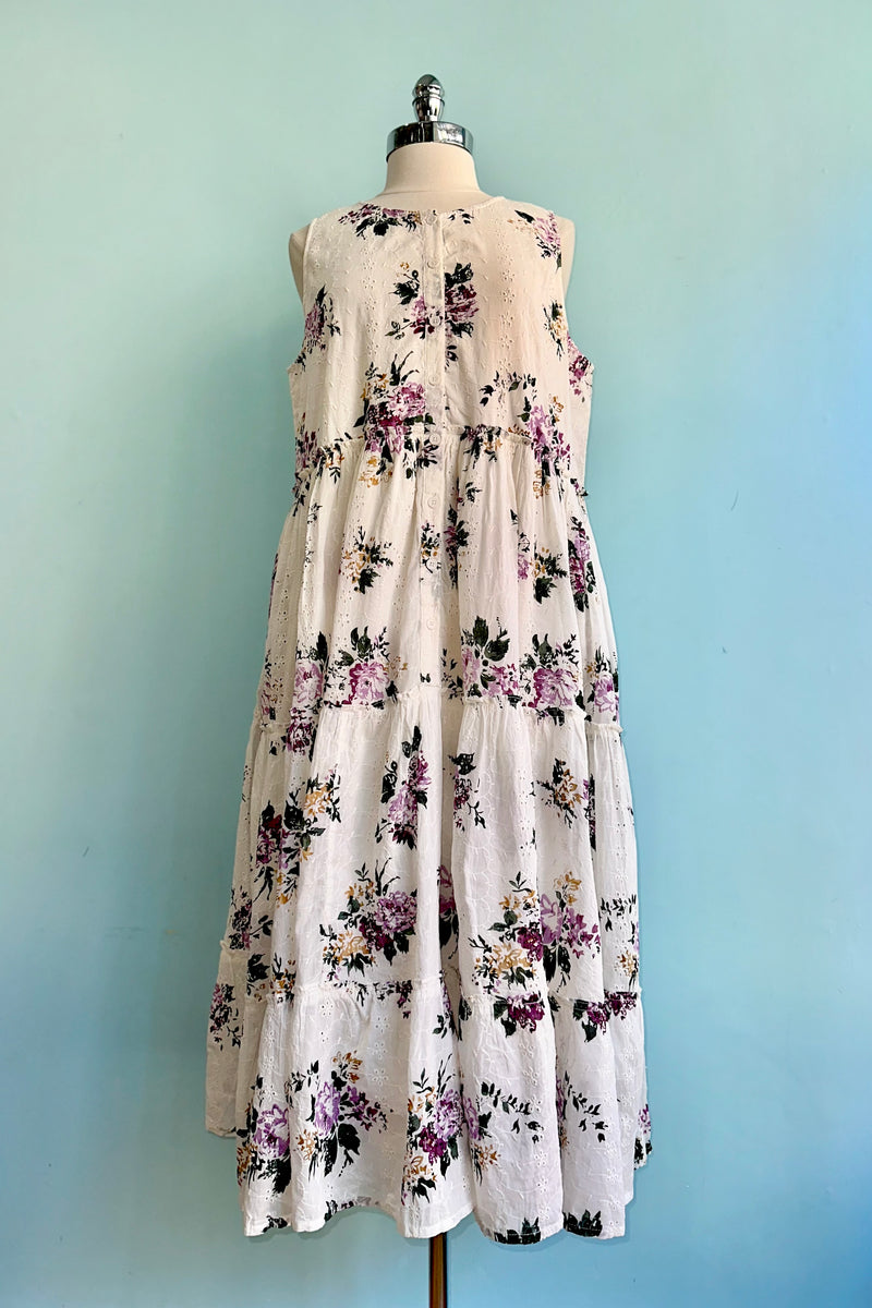 midi loose dress White Floral and Eyelet Loose Midi Dress by POL Clothing – Modern Millie
