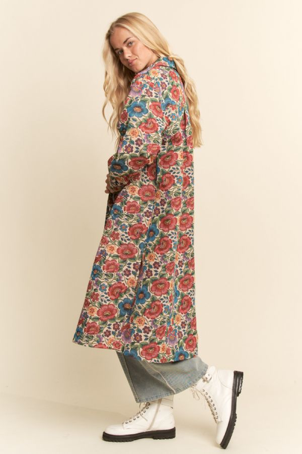 Tapestry Floral Button Front Jacket