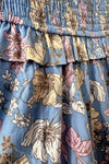 Denim Blue Smocked Floral Midi Dress