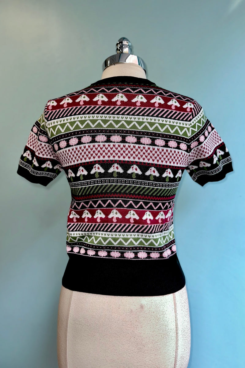 Short Sleeve Mushroom Jacquard Sweater