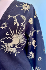 Celestial Black and Gold Long Cardigan Sweater by Modern Millie!