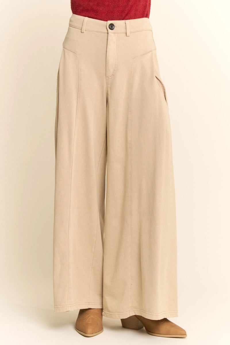Jersey Wide Leg Pants in Mushroom