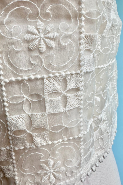 Cream Lace Eyelet Vest
