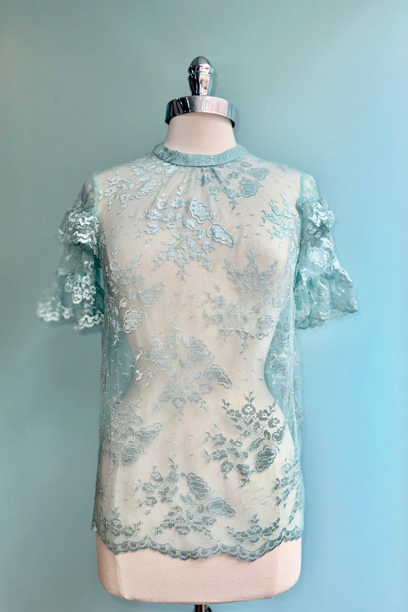 Mint Ruffle Sleeve Top by Tulip B.