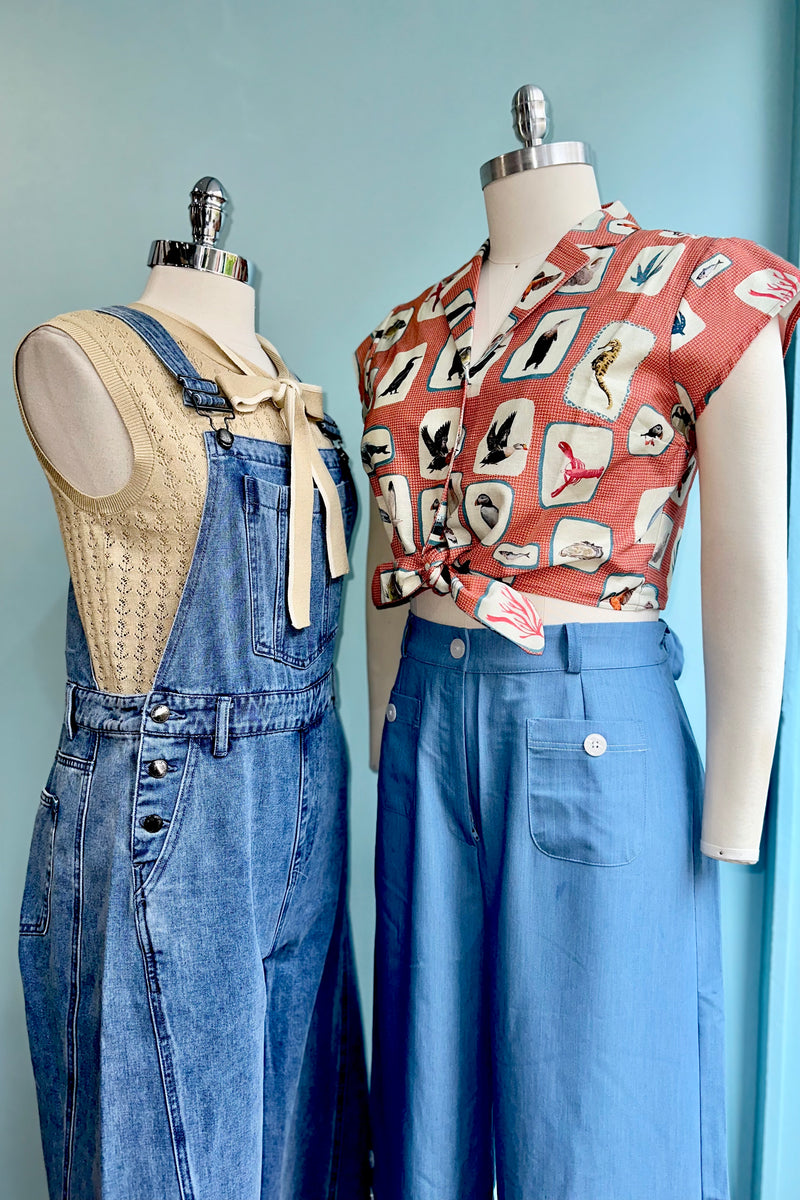 Wide Leg Denim Overalls