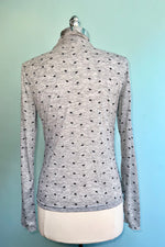 Grey Mock Neck Top with Bows by Lili Sidonio