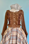 Lace Up Smocked Top in Mocha