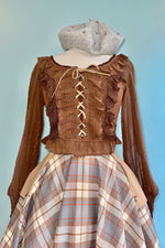 Lace Up Smocked Top in Mocha
