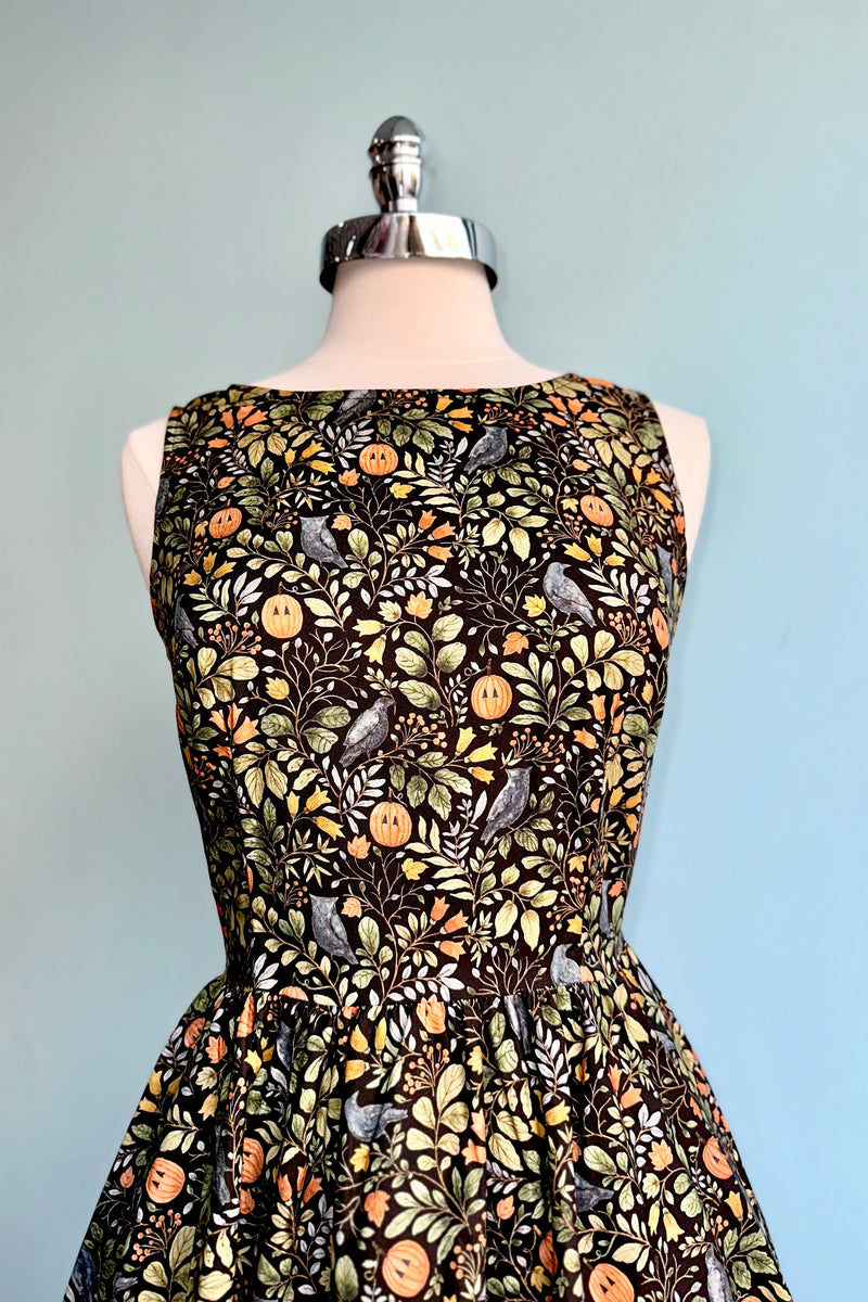 Pumpkins and Foliage Midi Dress by Retrolicious
