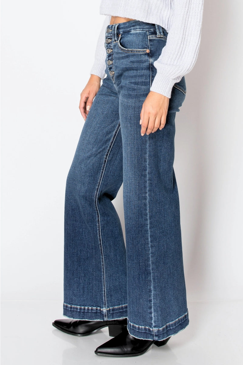 Modern Wide Leg Tummy Control High Rise Jeans by Artemis Vintage