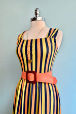 Final Sale Navy and Chartreuse Stripe Opal Dress by Mata Traders