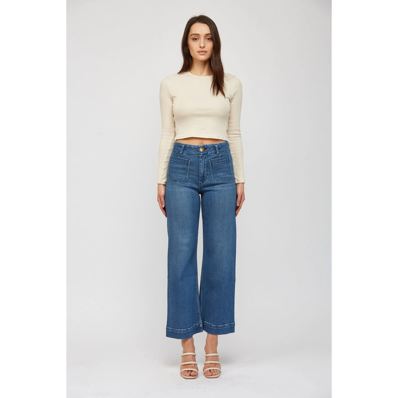 Super Soft Cropped Wide Leg Jeans by Mica Denim