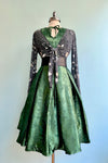 Emerald Brocade Tulip Sleeve Dress