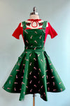 Green Candy Cane Corduroy Pinafore Skirt