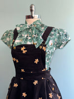 Gingerbread Man Black Corduroy Pinafore Skirt