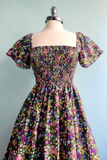 Purple Ditsy Floral Smocked Dress