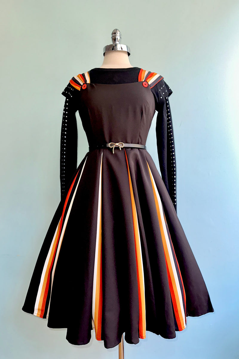 Halloween Striped Dress with Godets