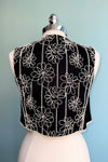 Black Embroidered Tie Front Vest