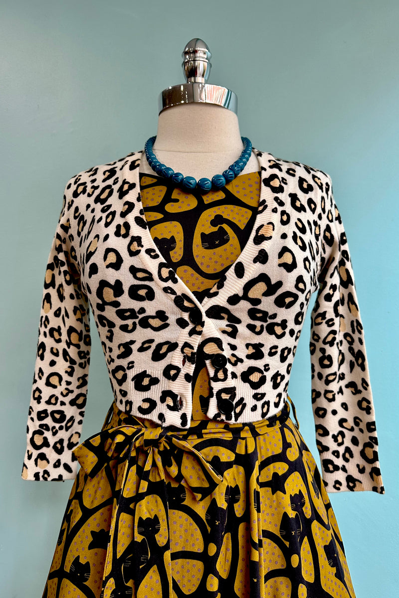 Gold and Black Cats Bella Dress by Miss Lulo