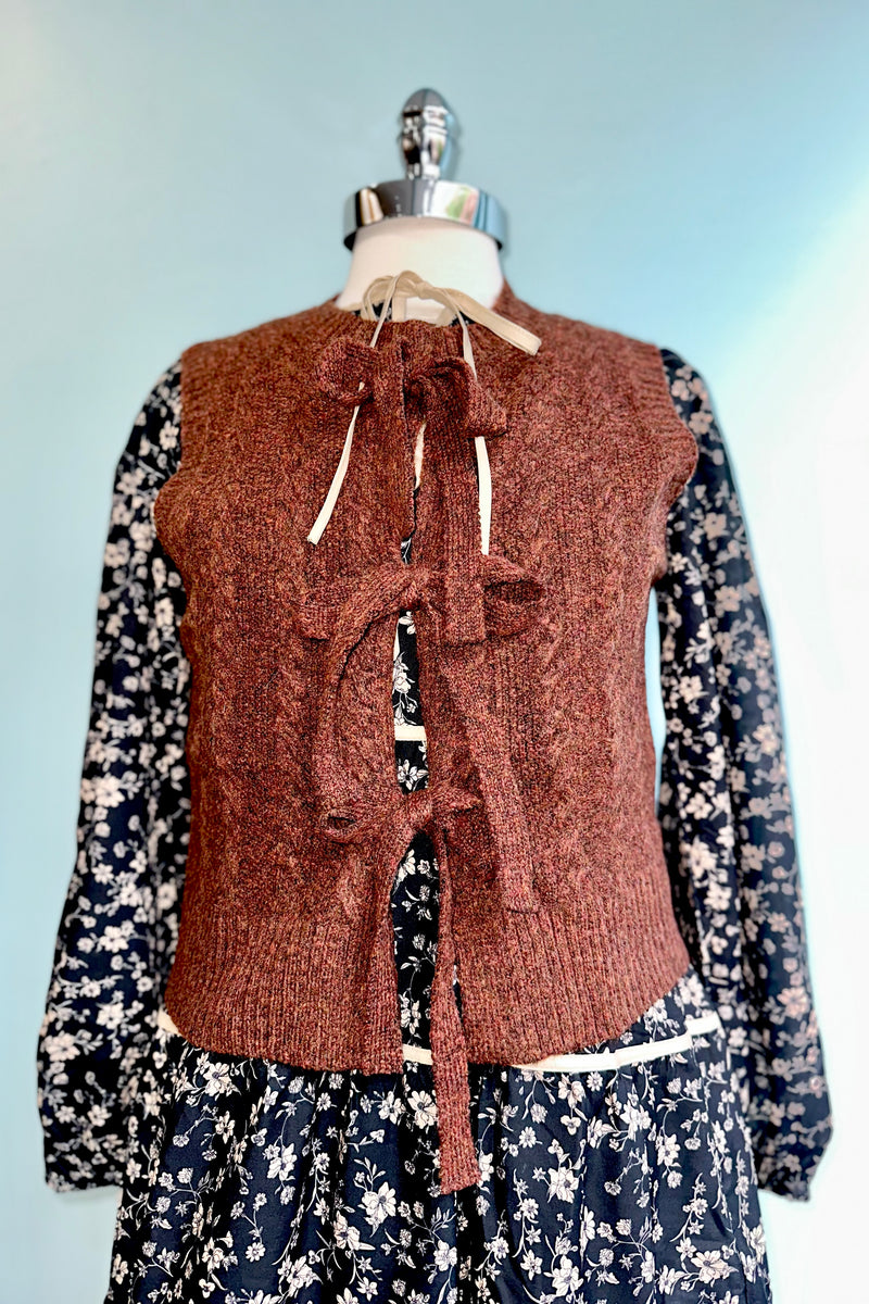 Chestnut Knit Tie Front Vest