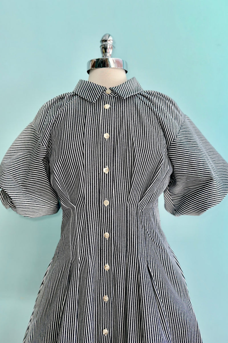 button down mini dress Black Striped Button Down Mini Dress – Modern Millie