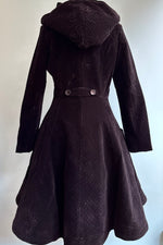 Black Velvet Heather Hooded Coat by Collectif