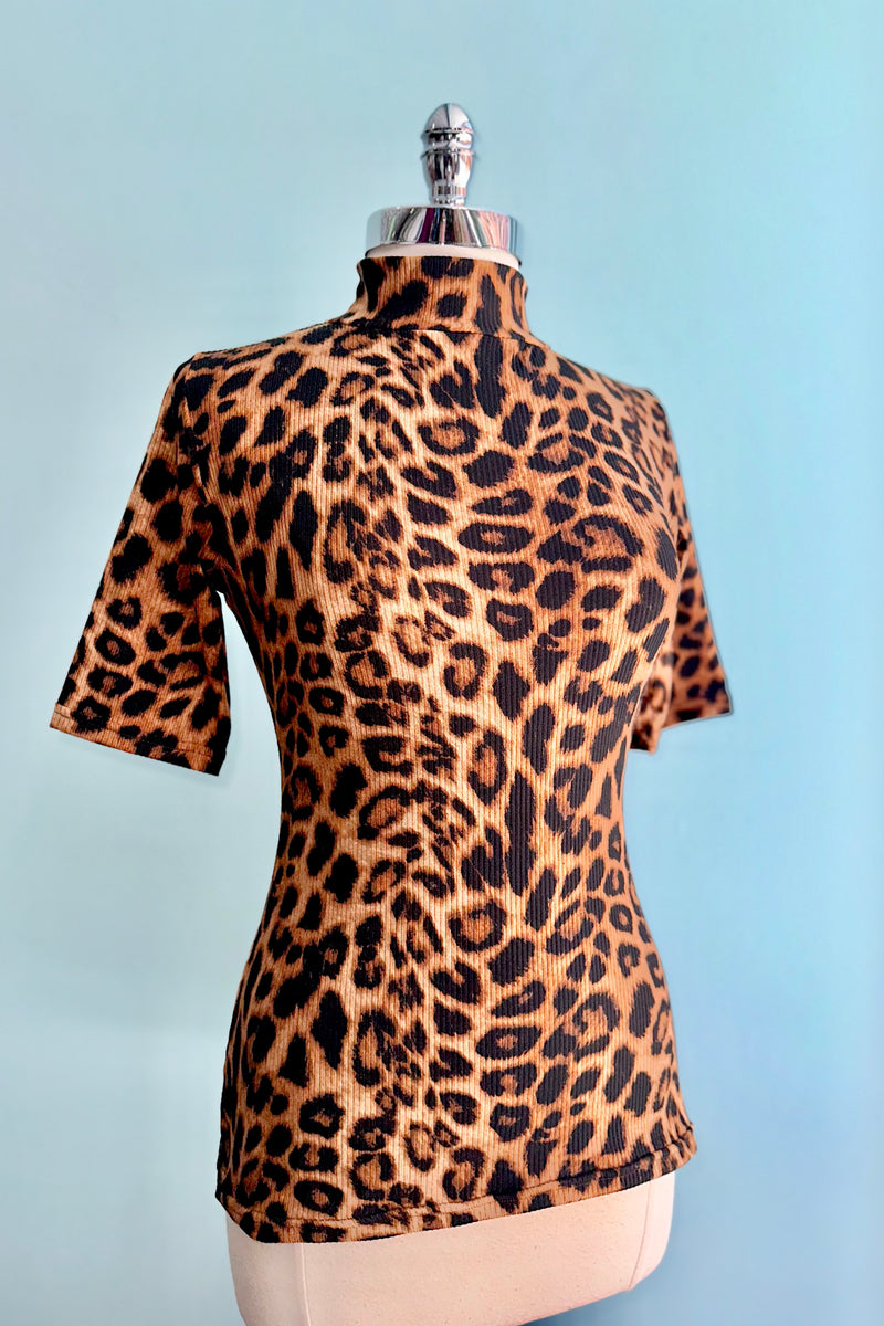 Leopard Denise Elbow Length Top by Heart of Haute