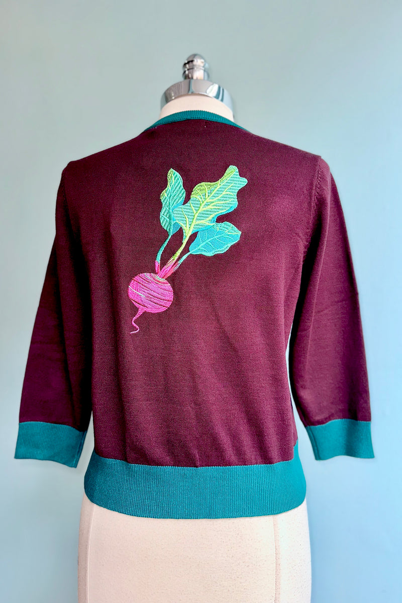 The Beet Goes On Embroidered Leslie Cardigan by Miss Lulo