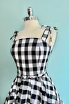 Black and White June Gingham Tie-Shoulder Sundress by Banned