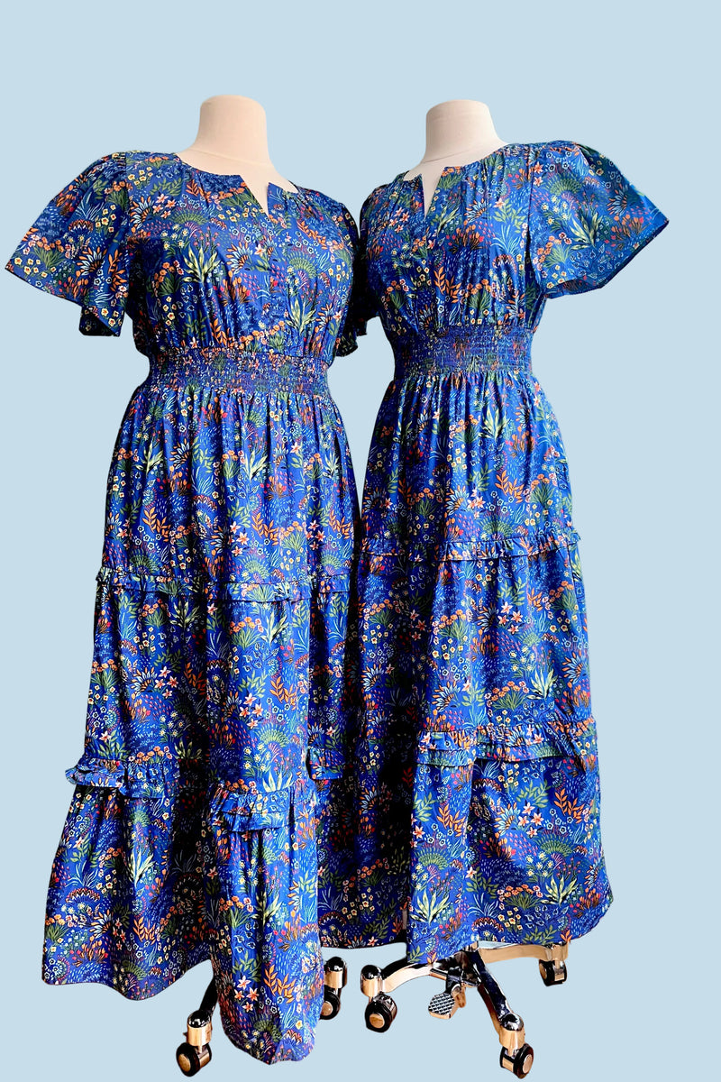 chelsea and theodore blue dress Cobalt Floral Short Sleeve Maxi Dress – Modern Millie