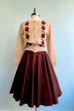Burgundy Herringbone Sophie Skirt by Timeless London