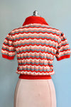 Red Scallop Stripe Hillary Pullover Top by Palava