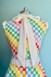 Rainbow Checks Sleeveless Ruffle Dress