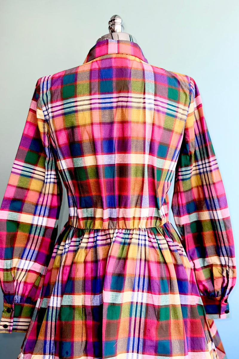 Multicolor Plaid Longsleeve Shirtwaist Dress