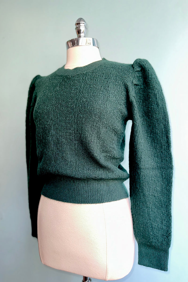 Structured Puff Sleeve Sweater in Green by Lili Sidonio