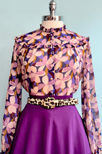 Floral and Leaf Mauve Blouse by Molly Bracken