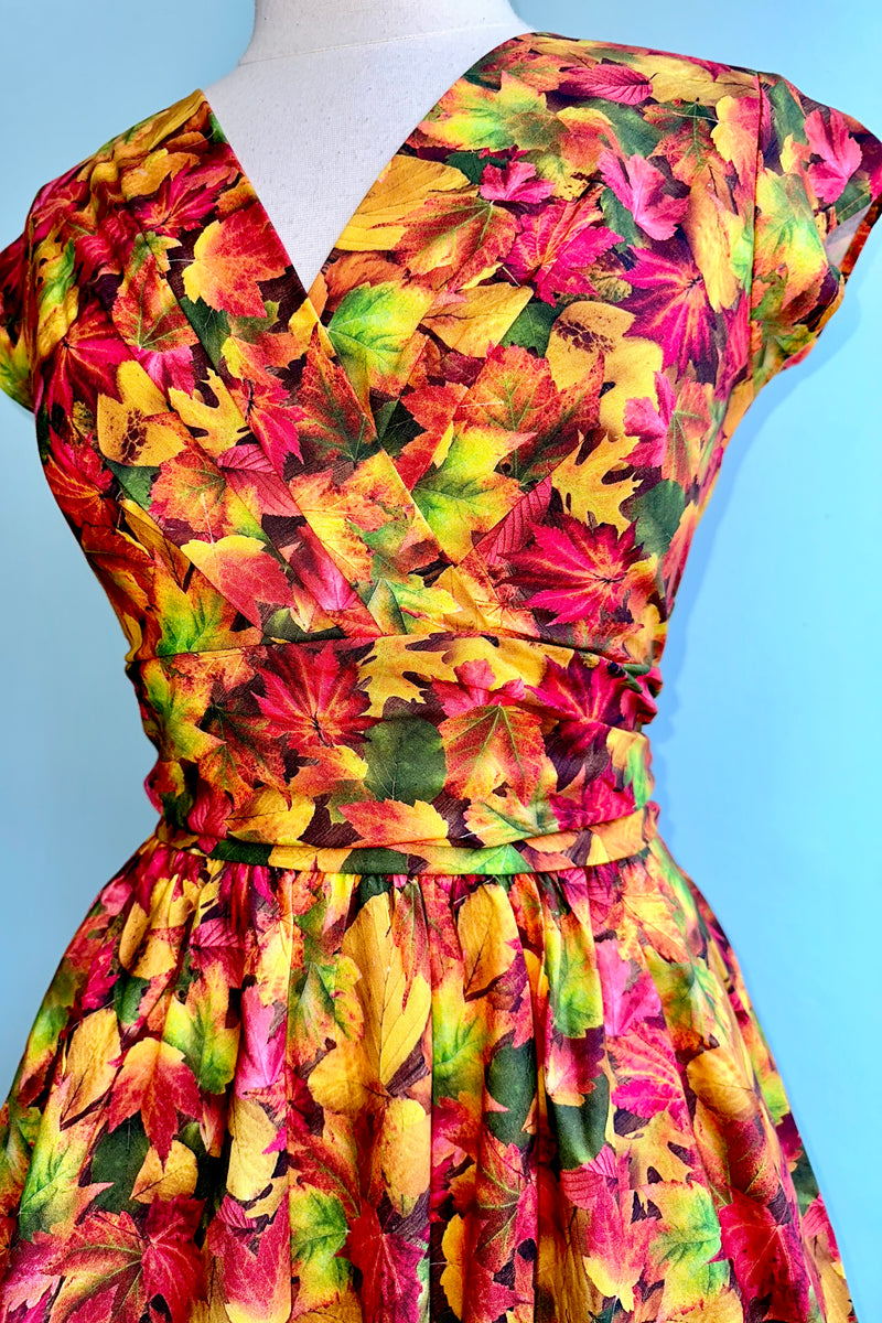Fall Foliage Greta Dress in Black by Retrolicious