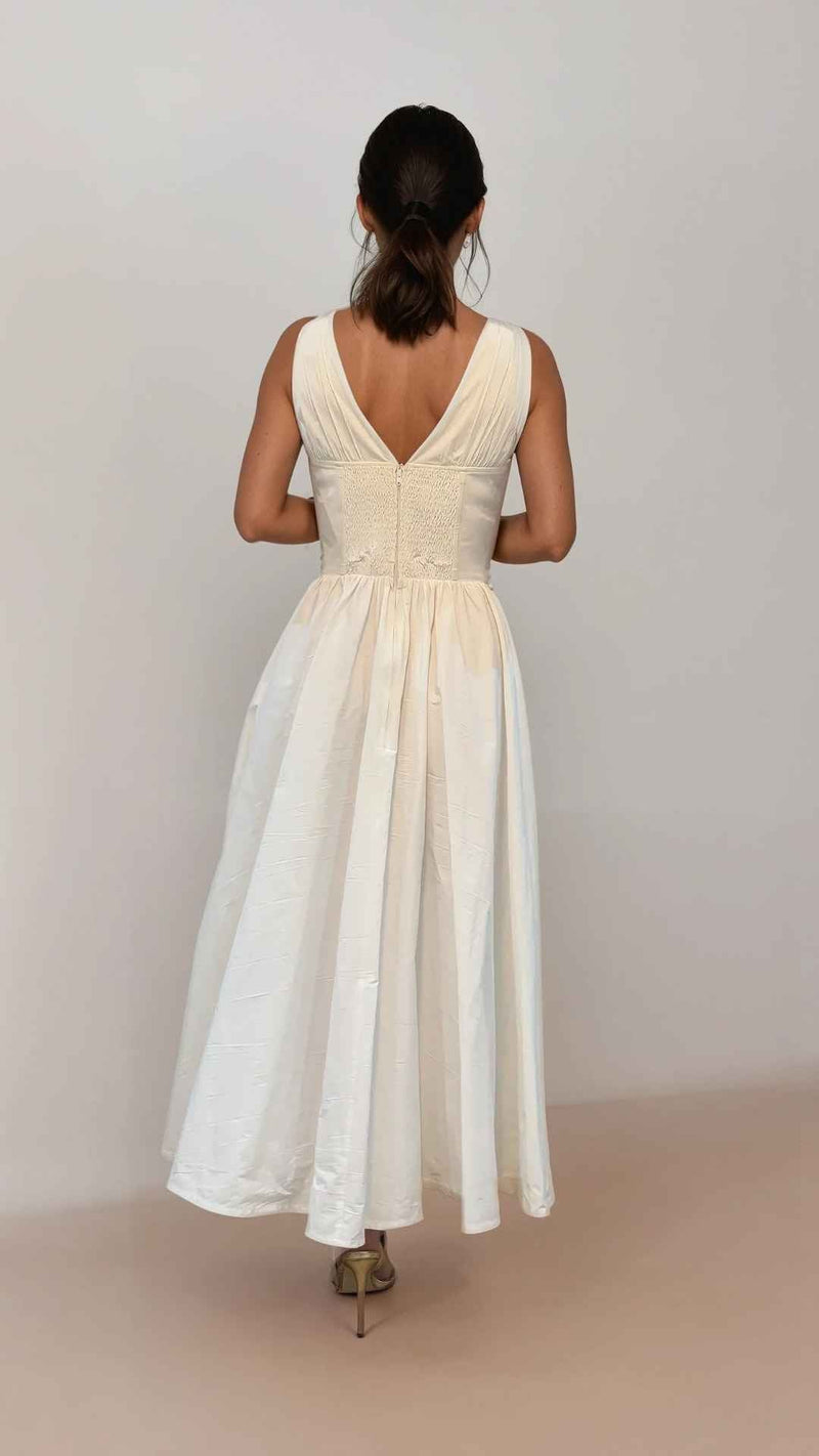 White Lysandra Midi Dress by Timeless London