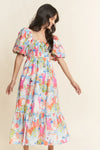 Countryside Balloon Sleeve Midi Dress