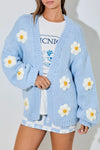 3D Flower Cardigan in Light Blue