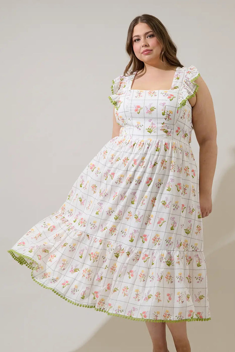 tie back midi dress Check and Wildflower Tie Back Midi Dress – Modern Millie