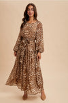 Leopard Raglan Sleeve Maxi Dress