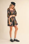 Patchwork Mini Dress in Navy