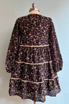 Black Floral Long Sleeve Mini Dress