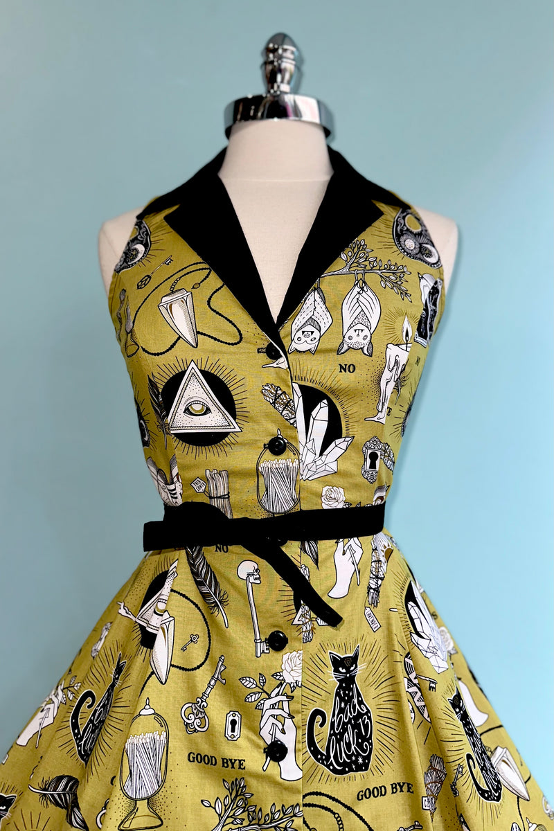 Chartreuse Occult Betty Lou Dress by Heart of Haute