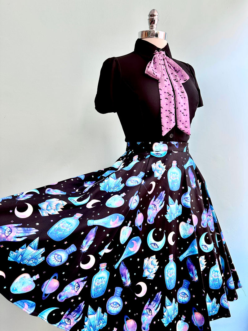 Mystical Black and Purple Full Skirt by Eva Rose